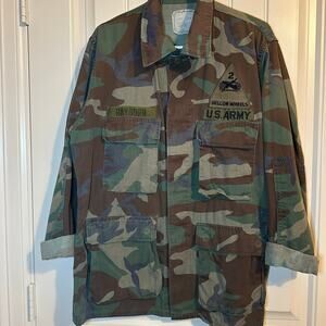 Army Field Jacket Coat Woodlands Camo Hot Weather (name patch) medium Regular